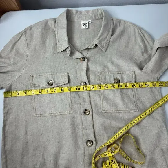 Ivy Jane Jacket Womens Small Beige Linen blend Boxy Utility Safari Light Weight - Picture 7 of 9